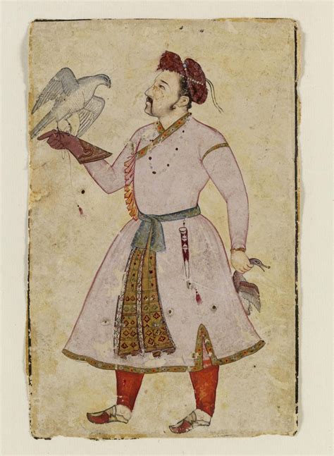 emperor jahangir with hunting hawk and teal; 18th century murshidabad/bengal?, mughal. V&A ...