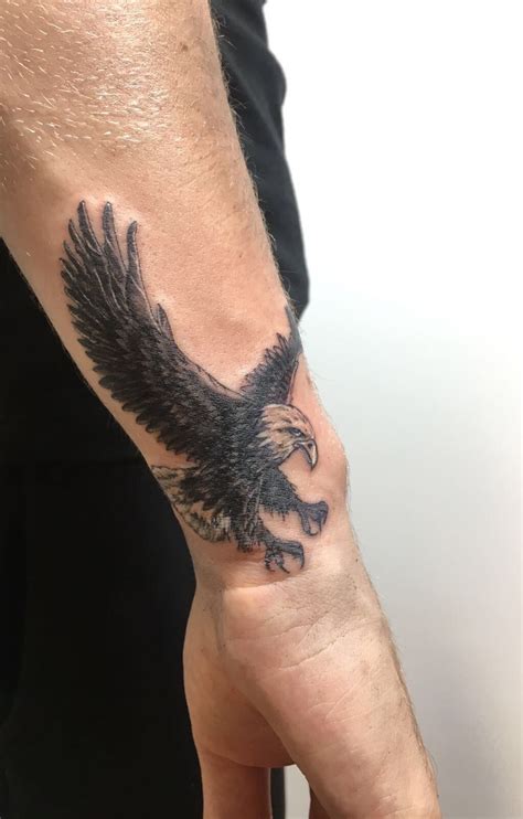 Flying Eagle Tattoo On Hand