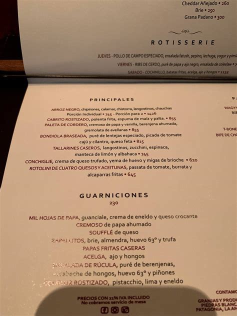 Menu at Elena restaurant, Buenos Aires, /88 Buenos Aires AR-C AR