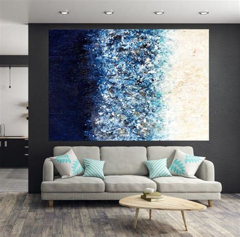 Grand art mural, Peinture d’art bleu marine sur toile AbstraitE Art moderne Peinture bleue ...