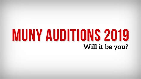 Auditions 2019 | The Muny - YouTube