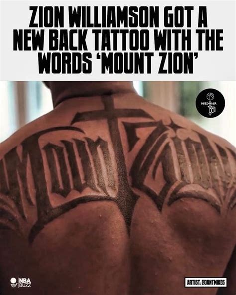 @officialnbabuzz on Instagram: "Zion Williamson’s new ‘Mount Zion’ tattoo! 🔥🖋 Artist: @antmikes ...