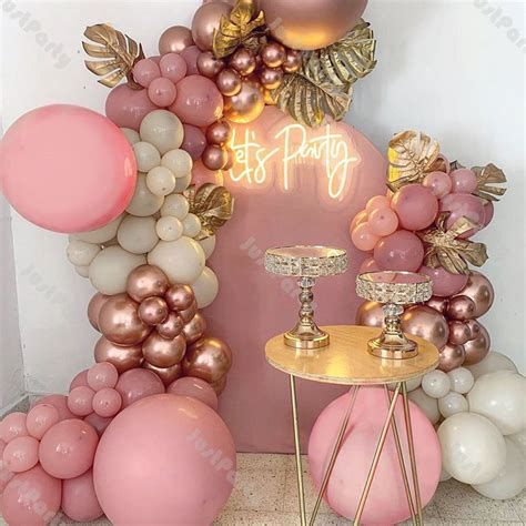 119pcs Dusty Pink and Chrome Rose Gold Balloon Arch Garland Kit,wedding Decoration ,birthday ...