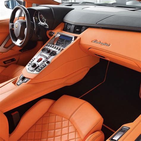 An Orange leather interior from a Lamborghini Aventador painted in ...