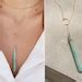 Long Amazonite Necklace, Vertical Bar Necklace, Lariat Y Necklace, Minimal Necklace, Gem Bar ...