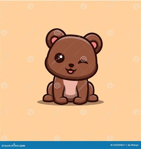 Bear Sitting Winking Cute stock illustration. Illustration of design - 252209657