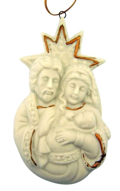 Holy Family with Star 3 1/2" White Porcelain Nativity Christmas Tree Ornament | Christmas tree ...