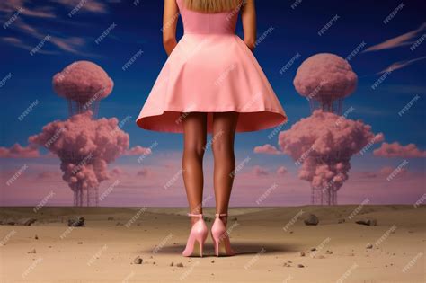 Premium Photo | Pink nuclear bomb mushroom cloud and Barbie doll movie themed