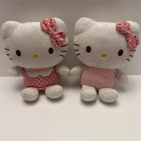 HELLO KITTY SANRIO 2013 Plush Lot Of 2 ~ Pink Polka Dot Dress Pink Bow ...