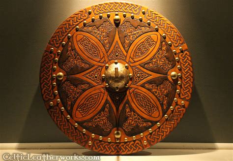 The Brooch Targe is a hand tooled leather shield with Celtic designs inspired by jewelry ...