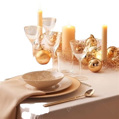 Stylish Table Setting With Burning Candles And Christmas Decorations, Fine Dining, Luxury ...