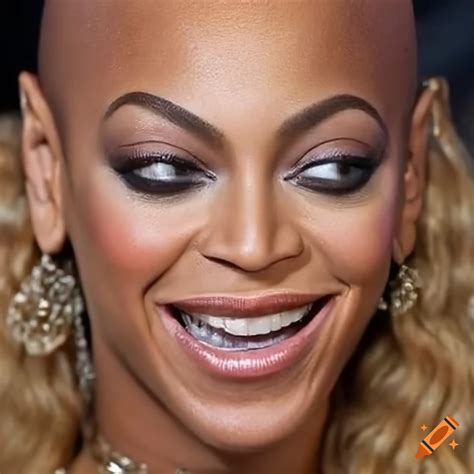 Smiling beyonce with bald head on Craiyon