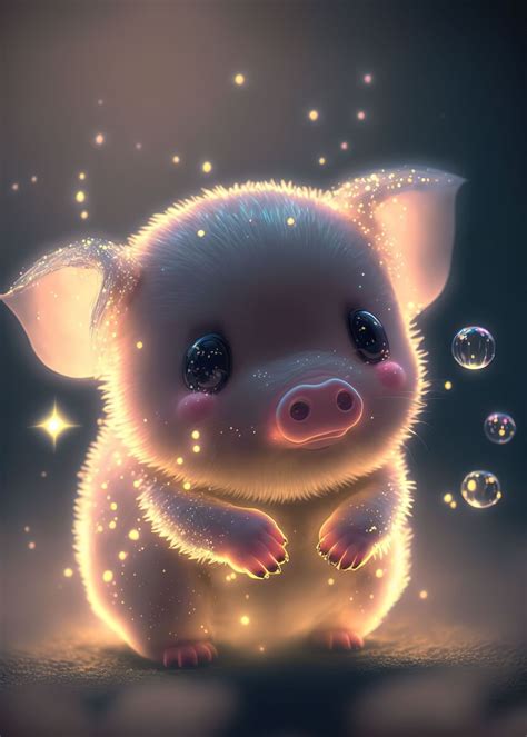 'glow pig animal' Poster by MAD SPACE | Displate