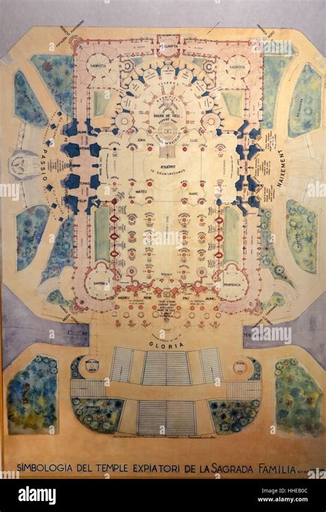 Floor Plan of Sagrada Familia Cathedral, Barcelona Spain by Ramon Berenguer 1982 Stock Photo - Alamy