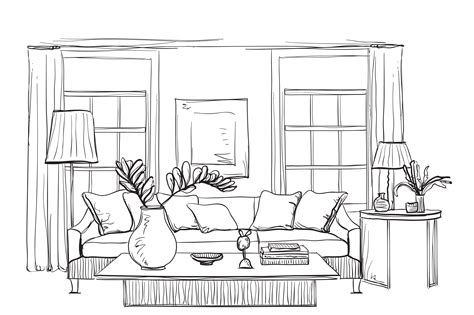 Hand drawn room interior | Illustrator Graphics ~ Creative Market