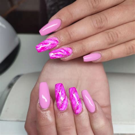 Pink Marble Nails with Glitter: 13+ Pretty Nail Design Ideas - Nail Designs Daily