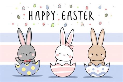 Cute Rabbit Bunny Happy Easter Cartoon Doodle Wallpaper | Happy easter wallpaper, Easter ...