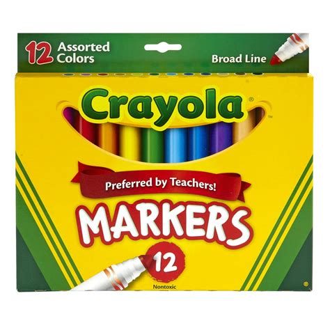 Crayola Broad Line Markers, Assorted Colors 12 Count Per Box, Set Of 6 Boxes - Walmart.com ...