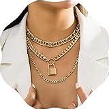 Amazon.com: Daimay Alloy Choker Necklace Lock Pendant for Women Men Chunky Chain Punk Gothic ...