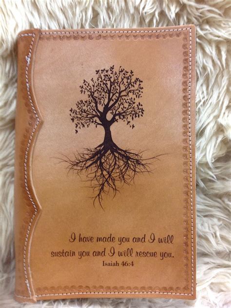 Handcrafted Full Leather Bible Cover Laser Engraved With Isaiah 46:4 ...