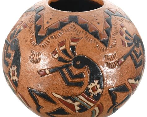 Authentic Vintage Navajo Kokopelli Pottery Seed Jar Incised Kachina ...