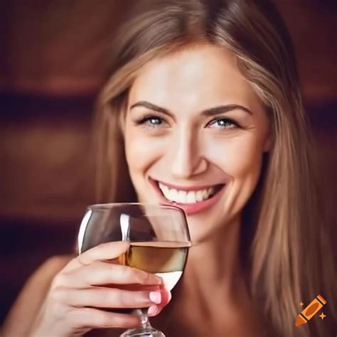 Woman enjoying a glass of wine on Craiyon