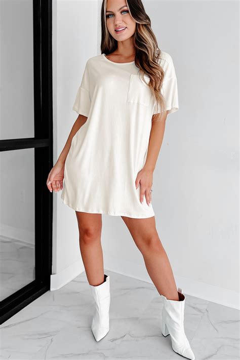 Ribbed T-Shirt Dress (Ecru Cream) – NanaMacs