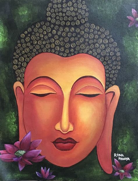 Buy Buddha Handmade Painting by ROMA R. PANDYA. Code:ART_4596_29903 - Paintings for Sale online ...