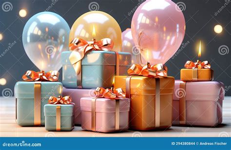 Cartoon Style, Colorful Gifts on the Table. Stock Photo - Image of element, backgrounds: 294380844