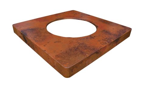 Square Copper Fire Pit Table Top - Natural Classic - Handcrafted Copper