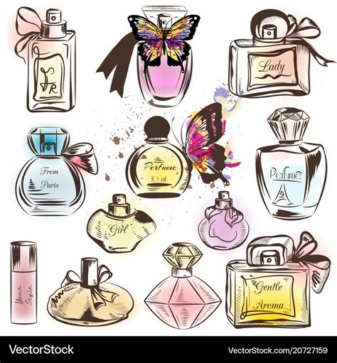 Set of different perfumes elegant design Vector Image