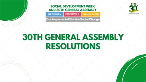 30th General Assembly Resolutions | CODE-NGO