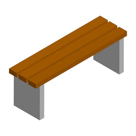 Premium Vector | Simple brown city bench in isometric view isolated on white concrete base and ...
