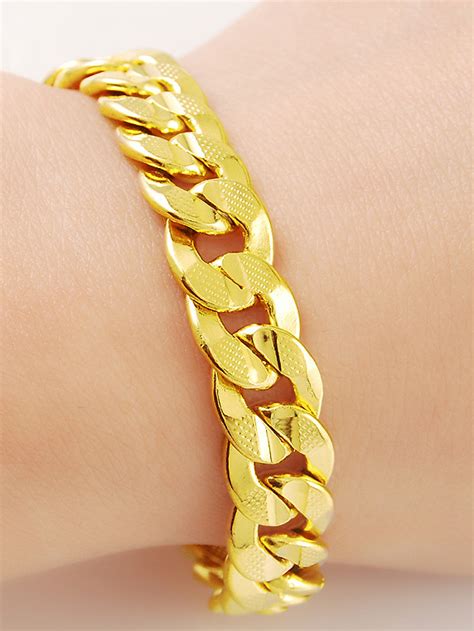 Men High Quality 24K Gold Plated Round Shaped Bracelet - 1000027641