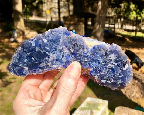 470g Double Sided Blue Cubic Fluorite Crystal Cluster Mineral Display Specimen