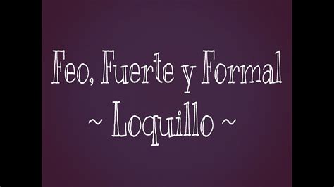 Cover - Feo, Fuerte y Formal - Loquillo - YouTube