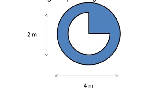 From a circular lamina of diameter 4m, 3/4th quarter circle of diameter 2m has been remove from ...