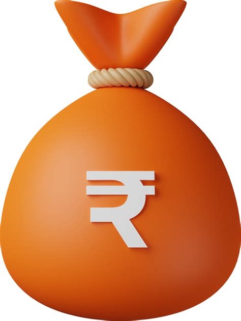 Orange Money Bag Rupee 3D Illustration 10886025 PNG