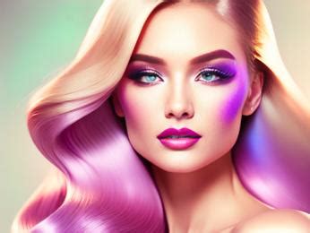 A woman with long blonde hair and purple makeup Image & Design ID 0000110359 - SmileTemplates.com