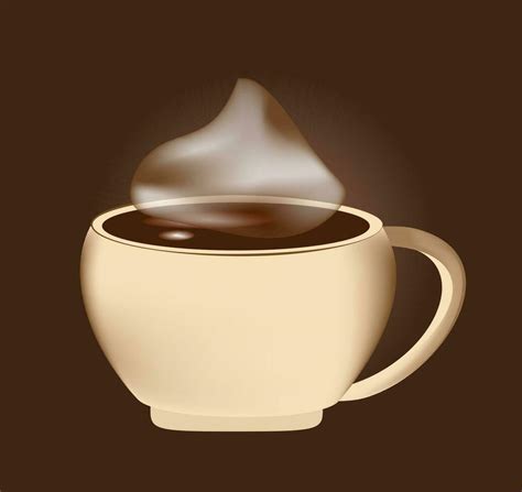 Cup of coffee, hot aromatic steam on a brown background. Vector ...