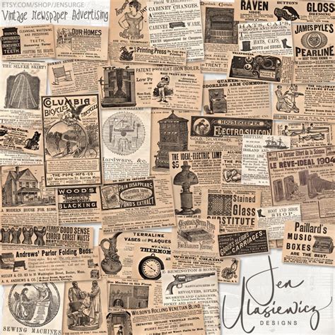 Vintage Newspaper Advertising Instant Download Ephemera, Printable, Digital Collage, Diary ...