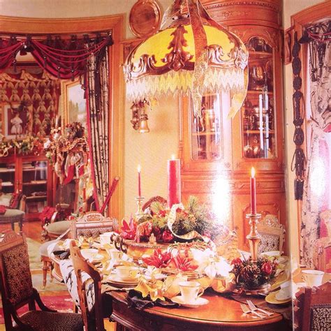 Dinning room table set in an 1874 mansion for a Victorian reenactment gathering. Christmas ...