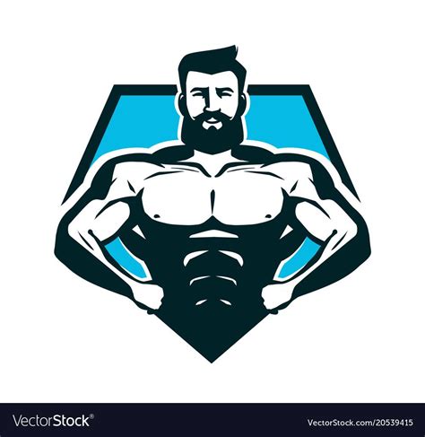 Gym, bodybuilding logo or label. Strong man with big muscles. Vector ...