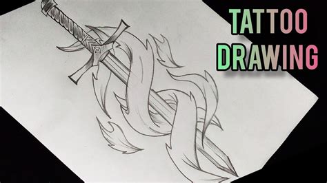 How To Draw A Sword Tattoo || Easy Tattoo Drawing - YouTube