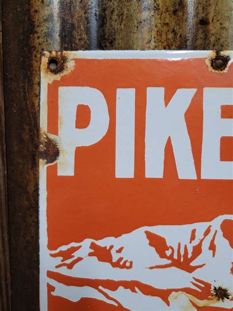 VINTAGE PIKES PEAK HIGHWAY PORCELAIN SIGN COLORADO NATL PARK FOREST ...