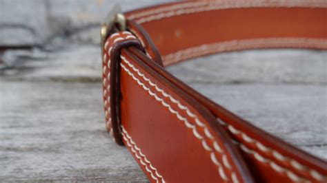 Men’s 2 Inch Wide Leather Belt Hand Saddle Stitched in Saddle-Tan