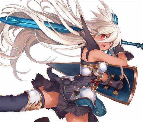 Warrior girl Grand Order with shield and sword [Artist: Abusoru] - Granblue Fantasy - Waifu Clan ...