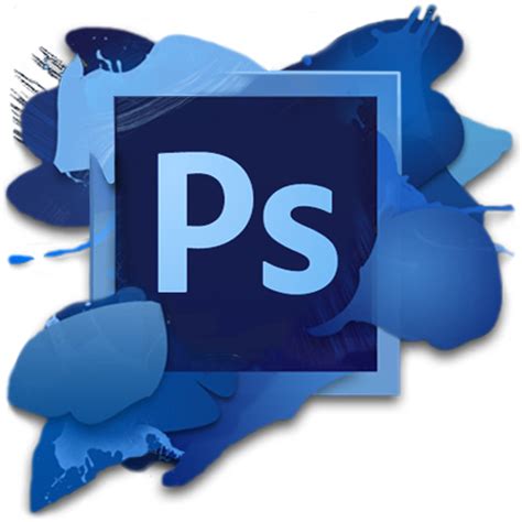 the adobe photoshop logo is shown in blue and white with an abstract ...