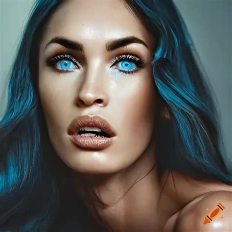 Beautiful woman with tan skin, dark hair, and blue catlike eyes on Craiyon