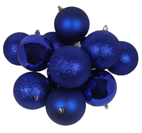 12ct Shatterproof Royal Blue 4-Finish Christmas Ball Ornaments 4 ...